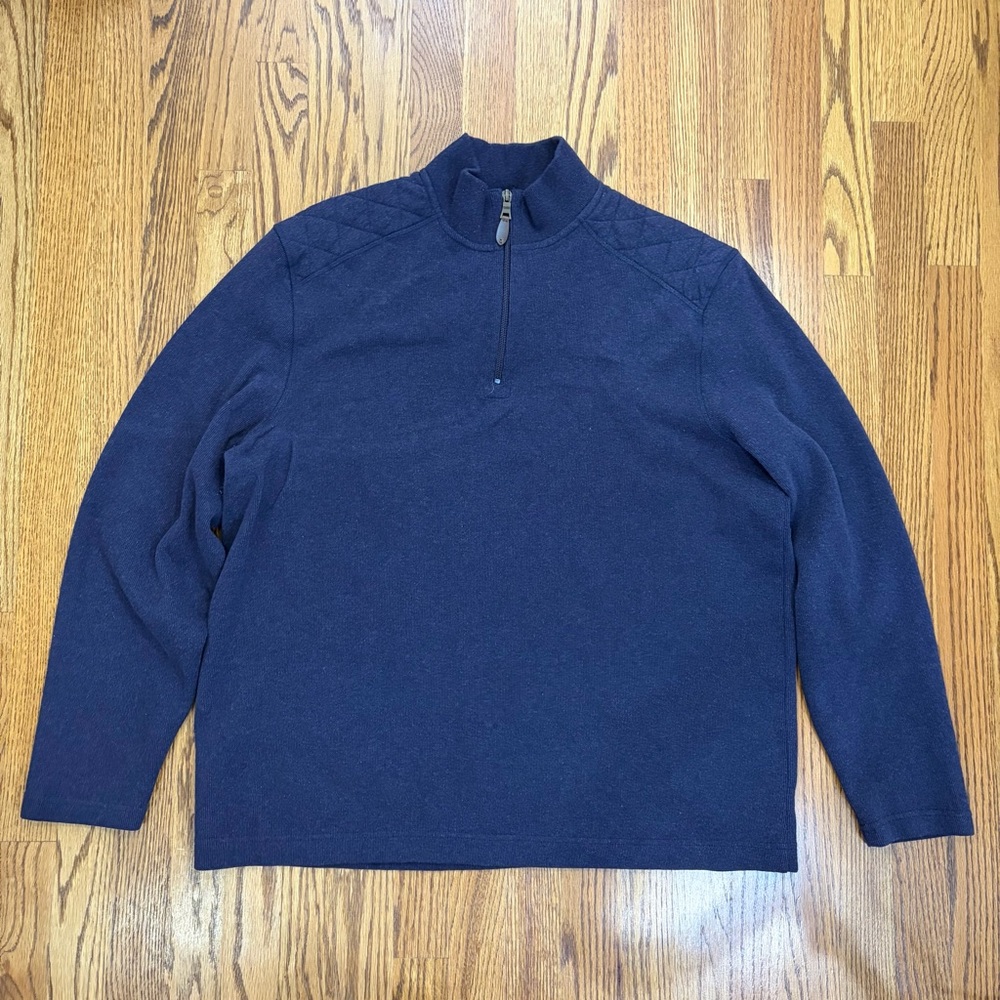 Johnston & Murphy Navy Quarter Zip-Up Sweater (XXL)